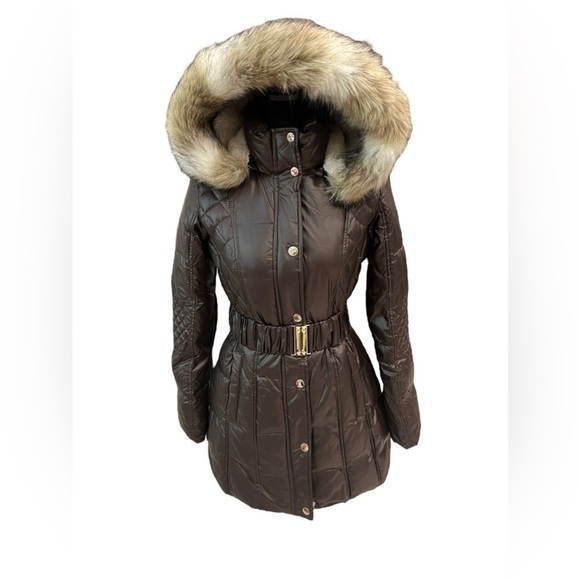 Laundry Puffer Bronze Hooded Jacket with Belt XS